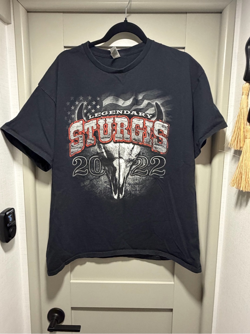 Gildan Black 'Sturgis 2022' Graphic Tee with Red Accents